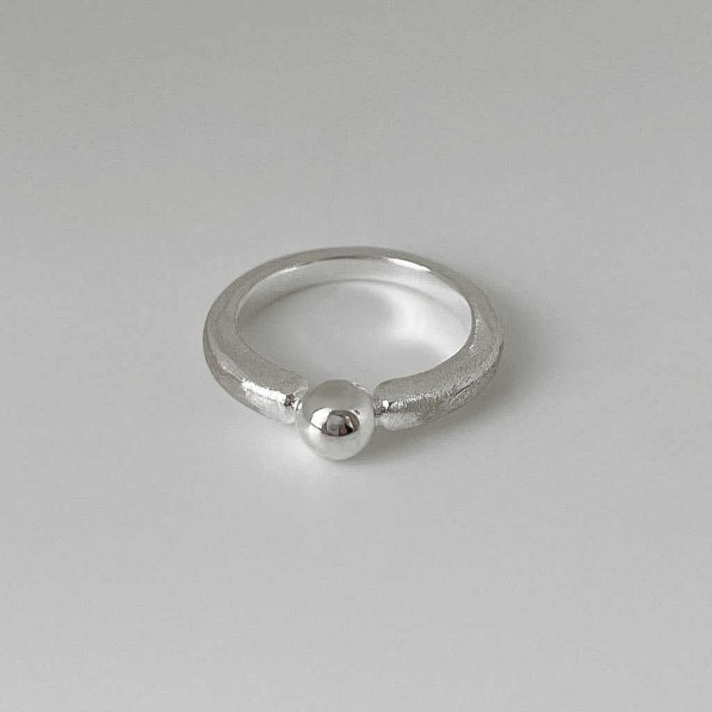 Sculptural Silver Ball Ring