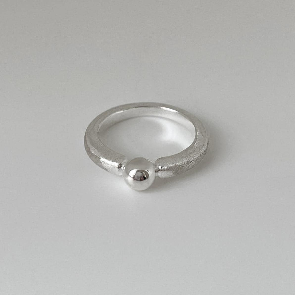 Sculptural Silver Ball Ring