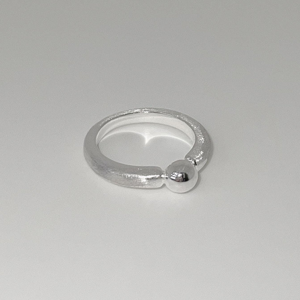 Sculptural Silver Ball Ring
