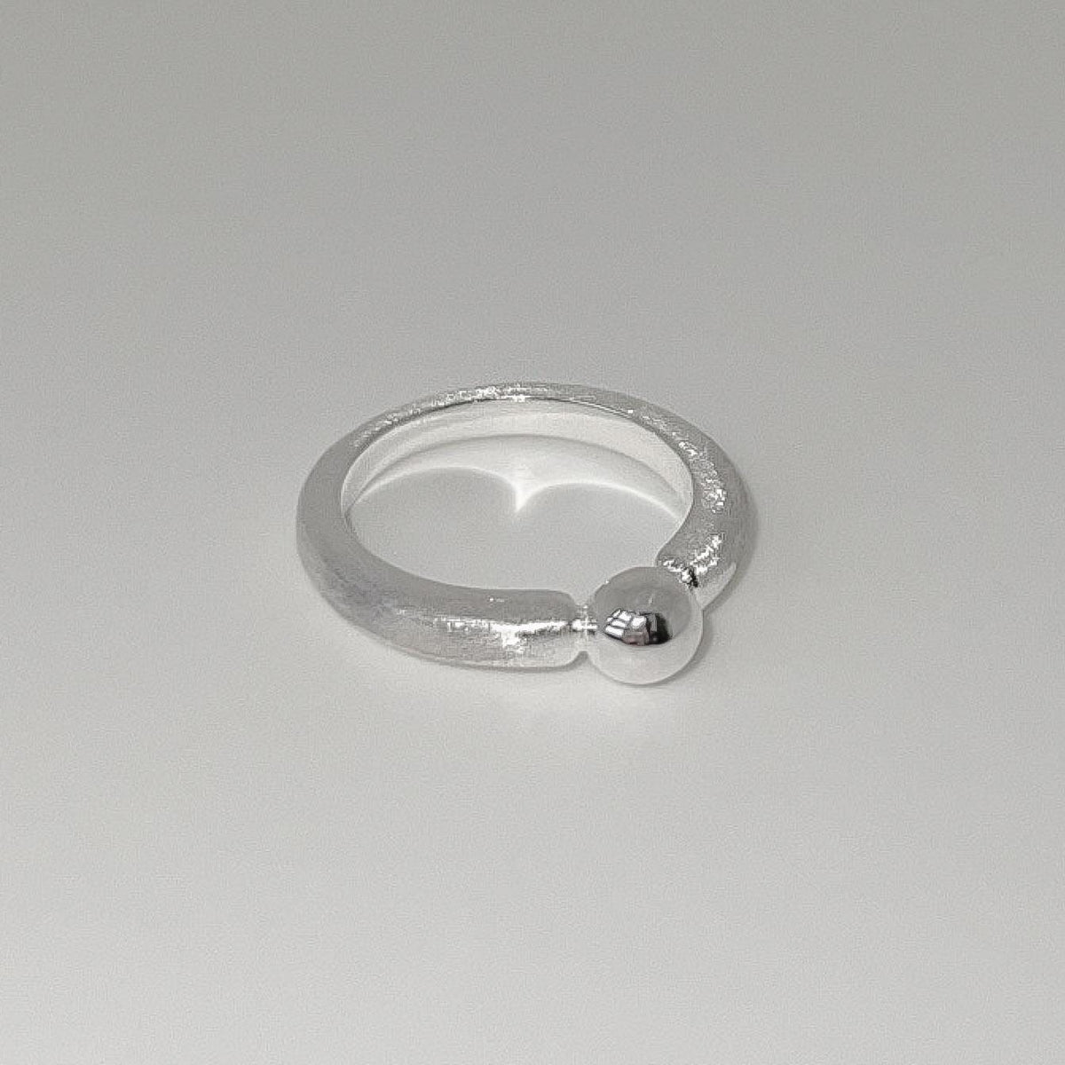 Sculptural Silver Ball Ring