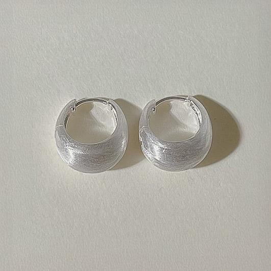 Matte Chunky Silver Hoop Earrings