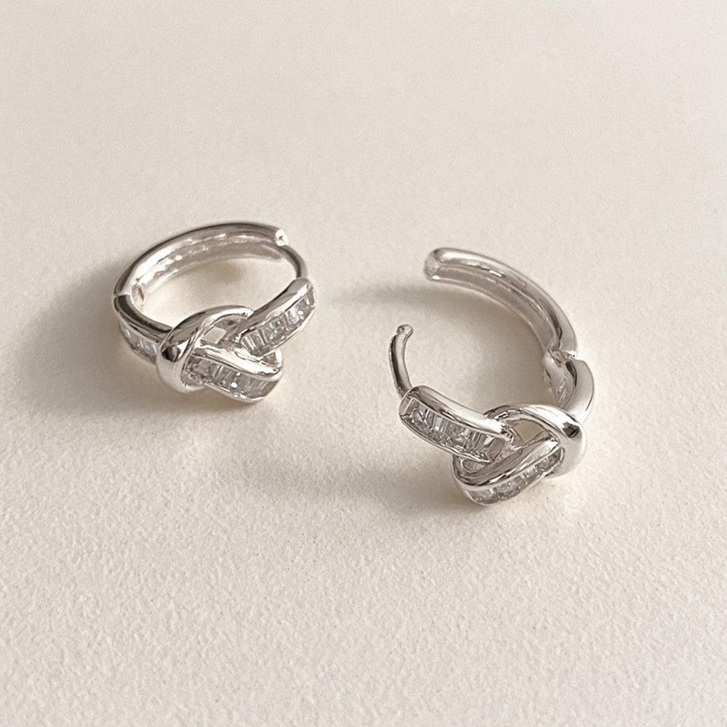 Baguette Knot Huggie Earrings