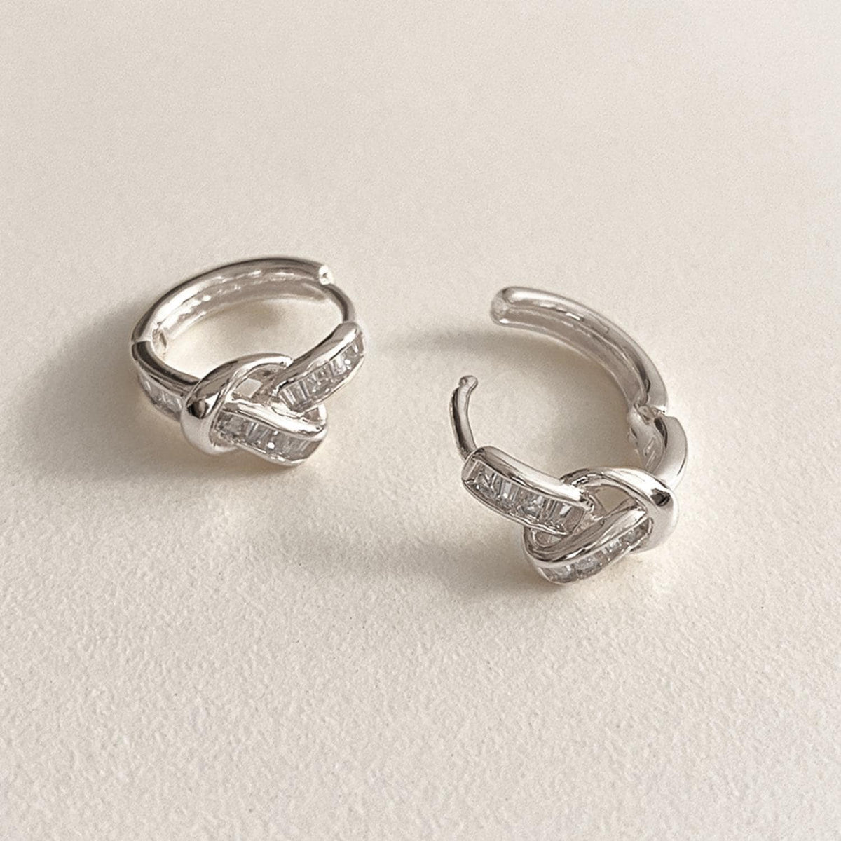 Baguette Knot Huggie Earrings