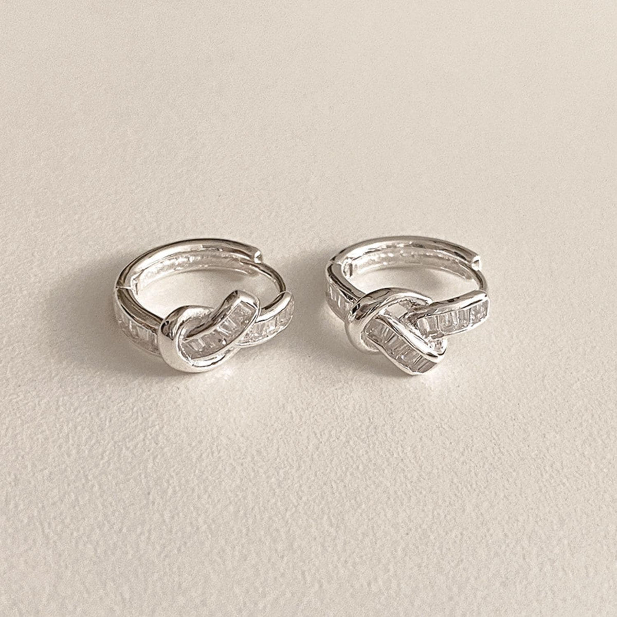 Baguette Knot Huggie Earrings