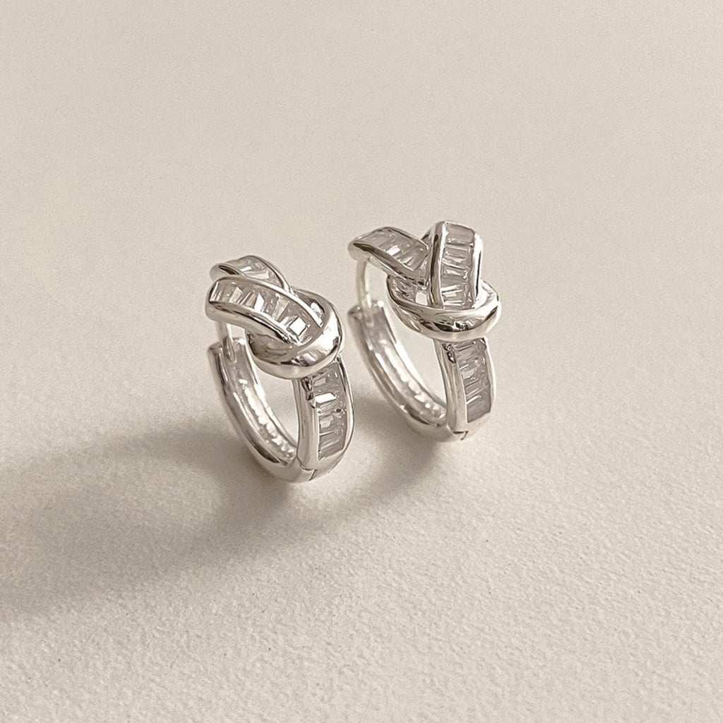 Baguette Knot Huggie Earrings