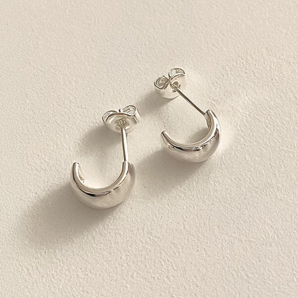Curved Half Dome Silver Stud Earrings