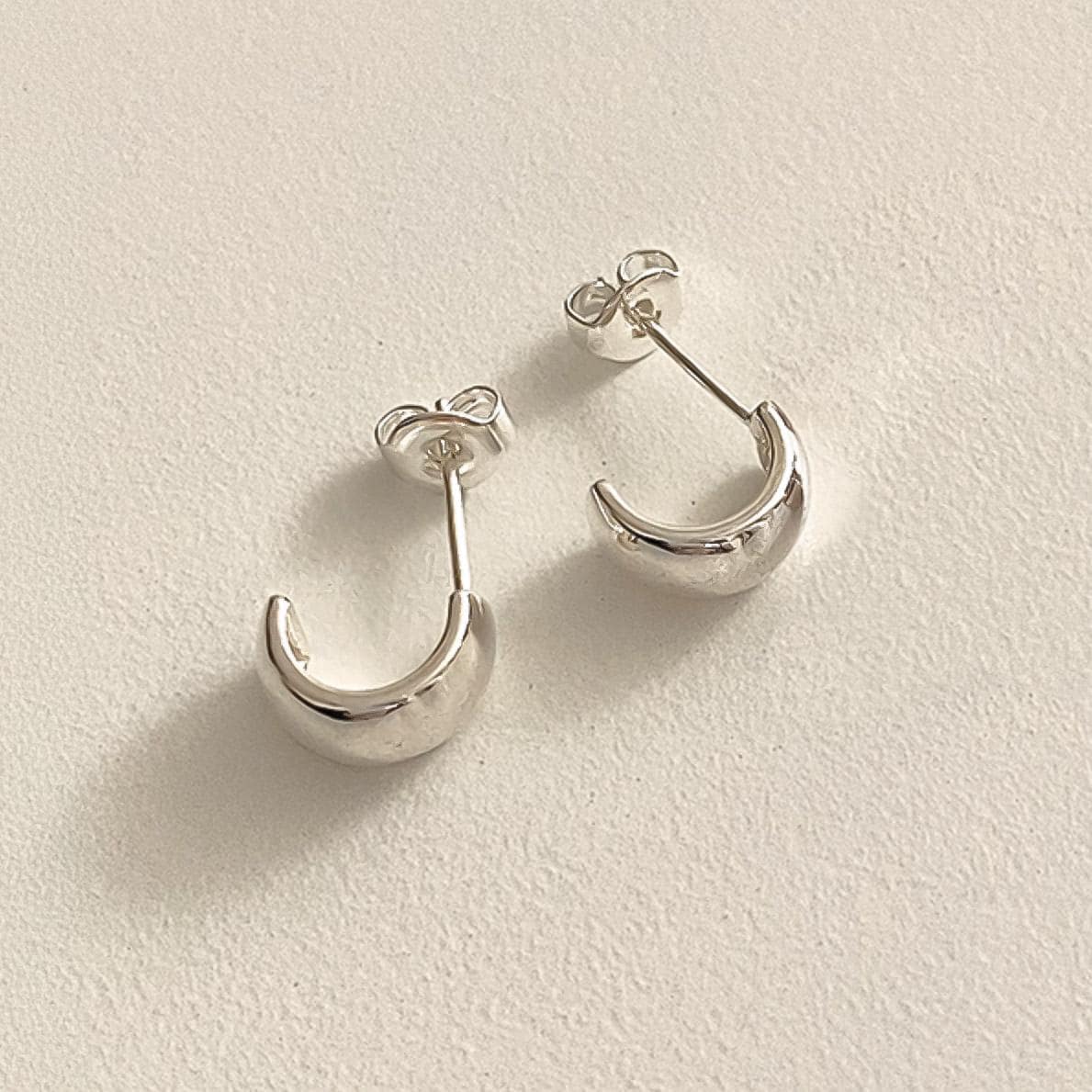 Curved Half Dome Silver Stud Earrings
