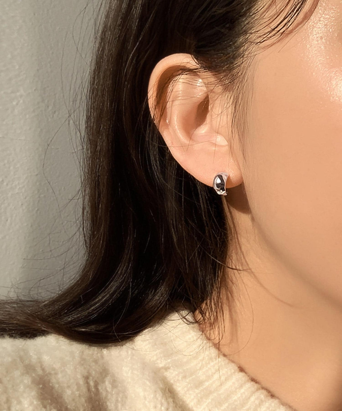 Curved Half Dome Silver Stud Earrings