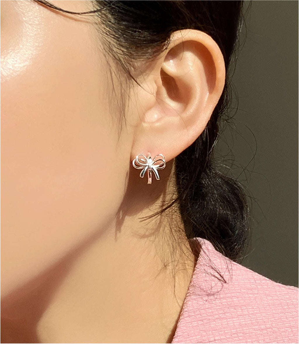 Ribbon Bow Huggie Earrings