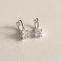 Square CZ Drop Huggie Earrings