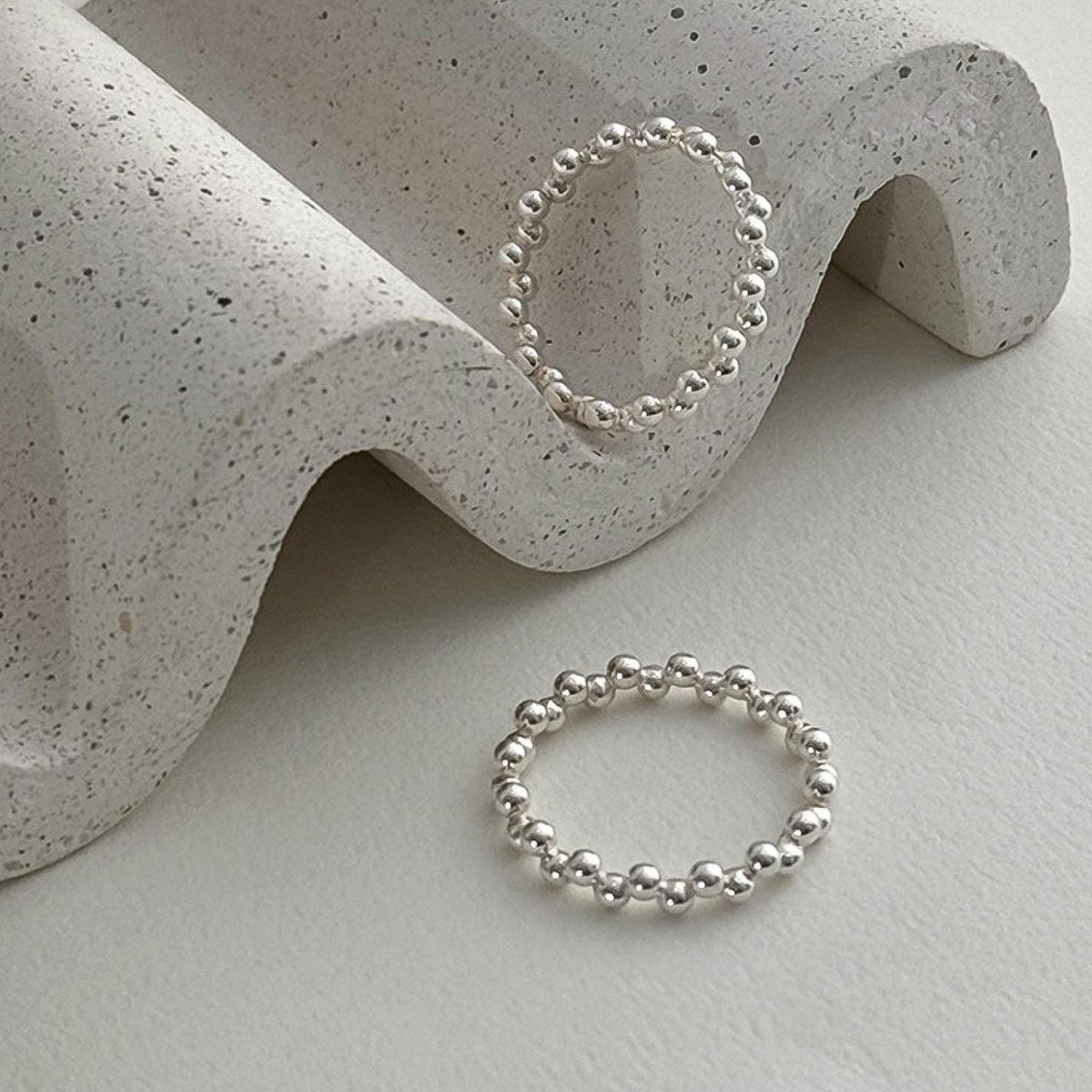 Zigzag Silver Ball Stacking Ring