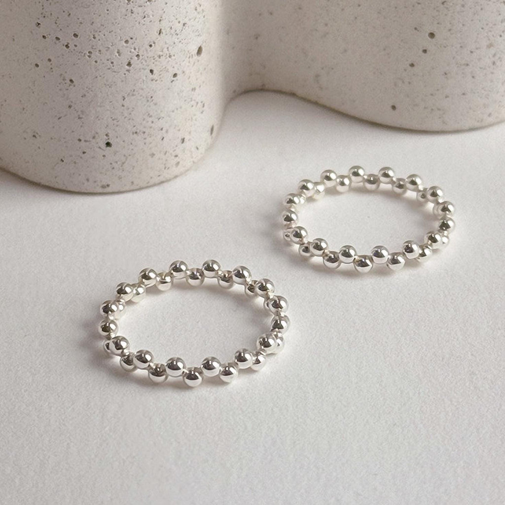Zigzag Silver Ball Stacking Ring