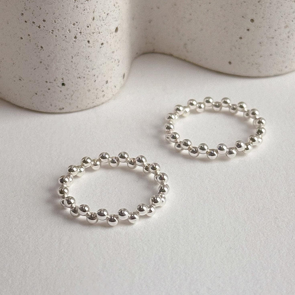 Zigzag Silver Ball Stacking Ring