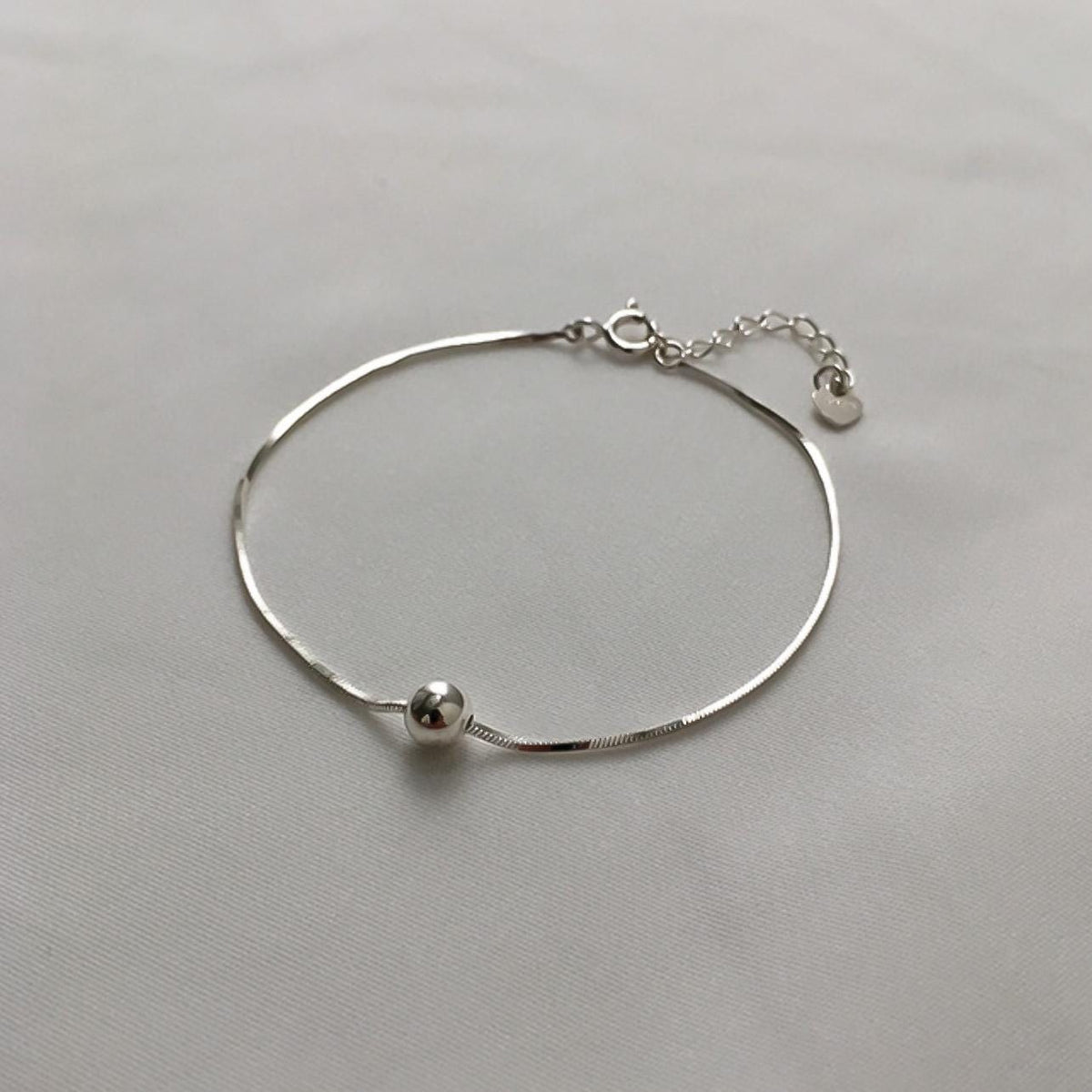 Minimalist Silver Ball Snake Chain Bracelet