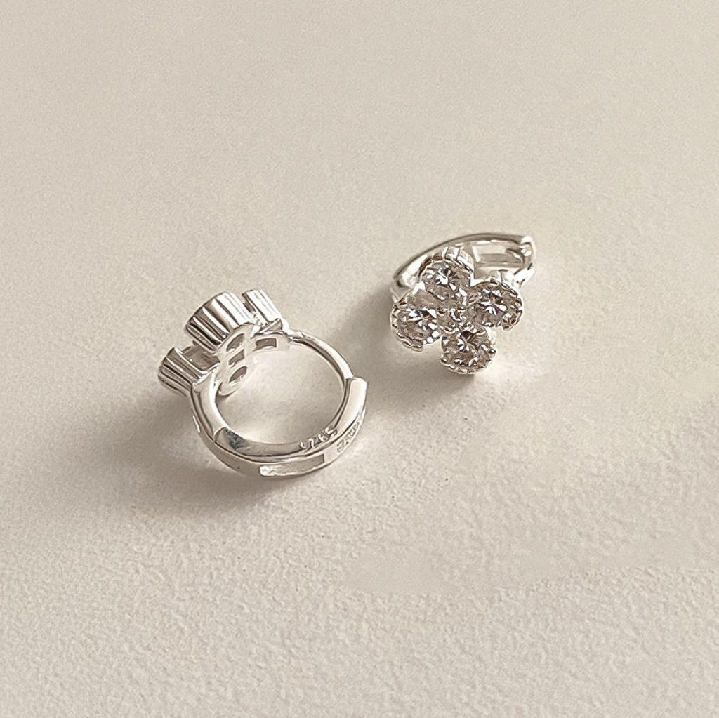 CZ Flower Huggie Earrings