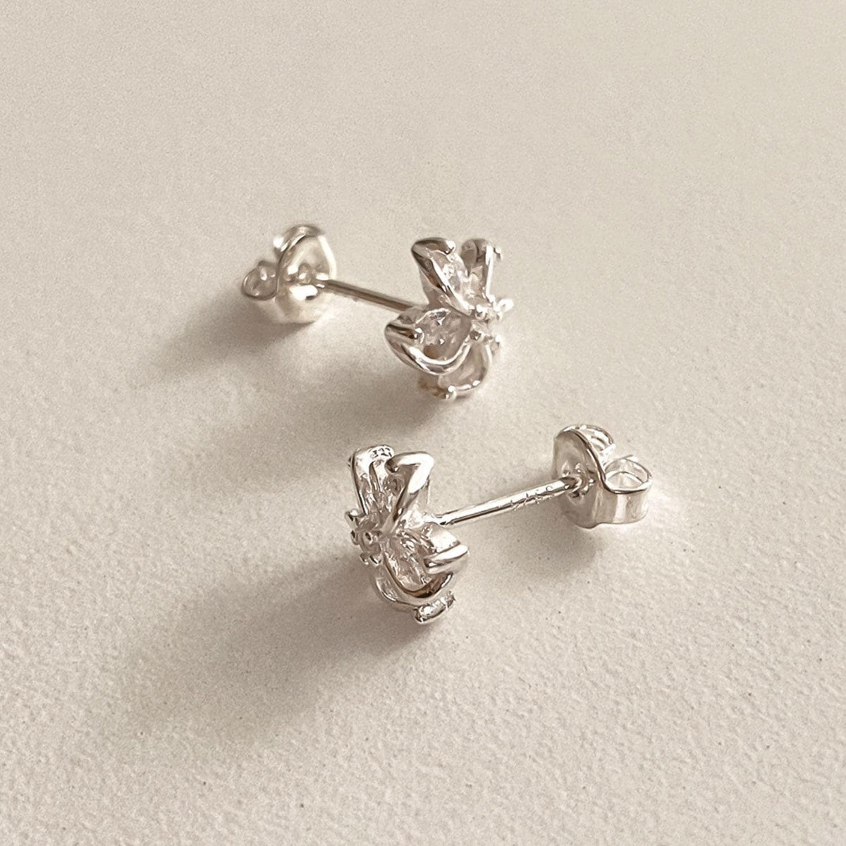CZ Pinwheel Flower Stud Earrings