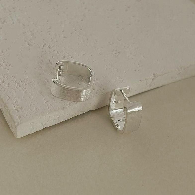 Rounded Square Matte Huggie Earrings