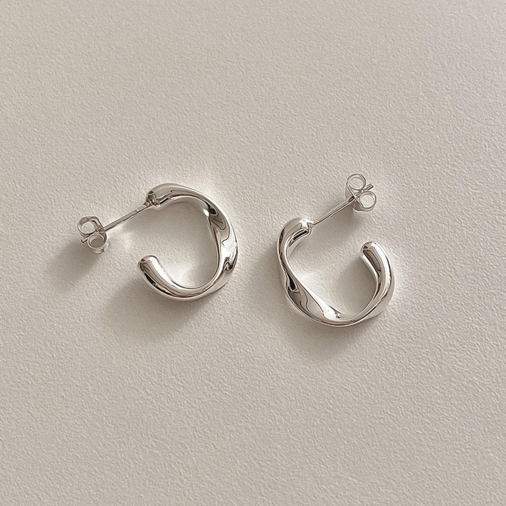 Molten Drop Hoop Stud Earrings