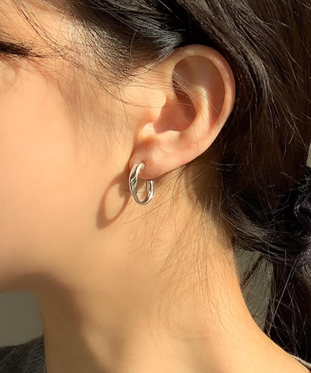 Molten Drop Hoop Stud Earrings