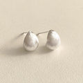 Matte Silver Dome Droplet Stud Earrings