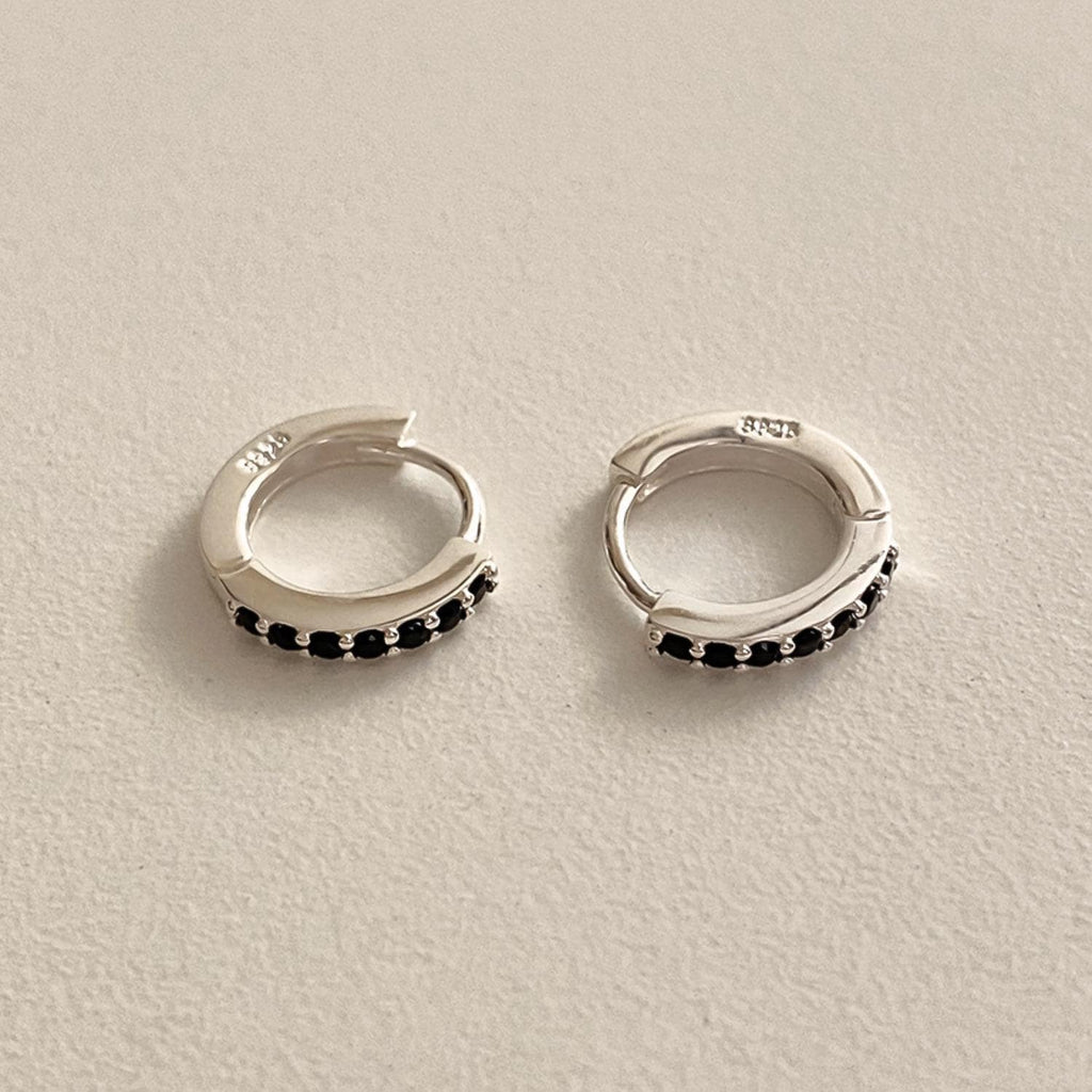 Black CZ Huggie Earrings