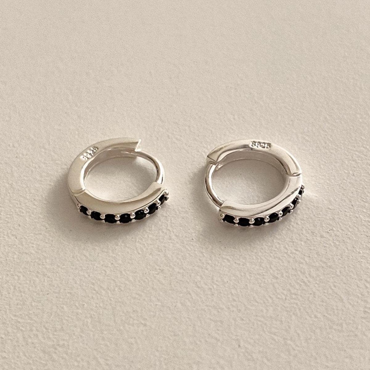 Black CZ Huggie Earrings