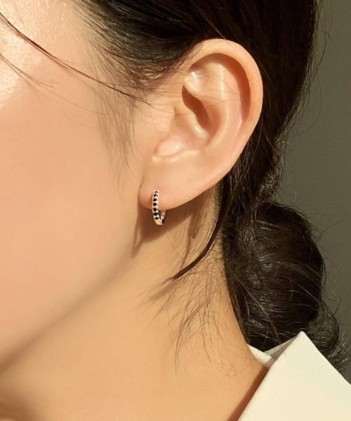 Black CZ Huggie Earrings