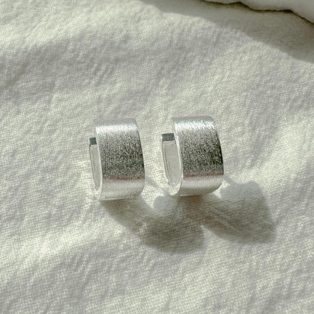 Rounded Square Matte Huggie Earrings