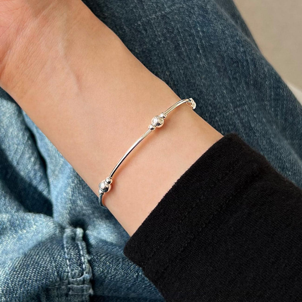 Elastic Silver Ball Beaded Bracelet