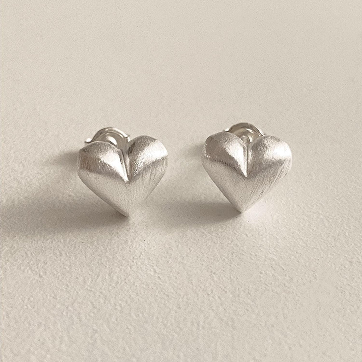 Matte Puffy Heart Stud Earrings