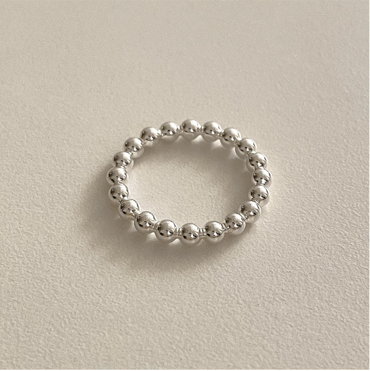 Solid Silver Ball Beaded Ring