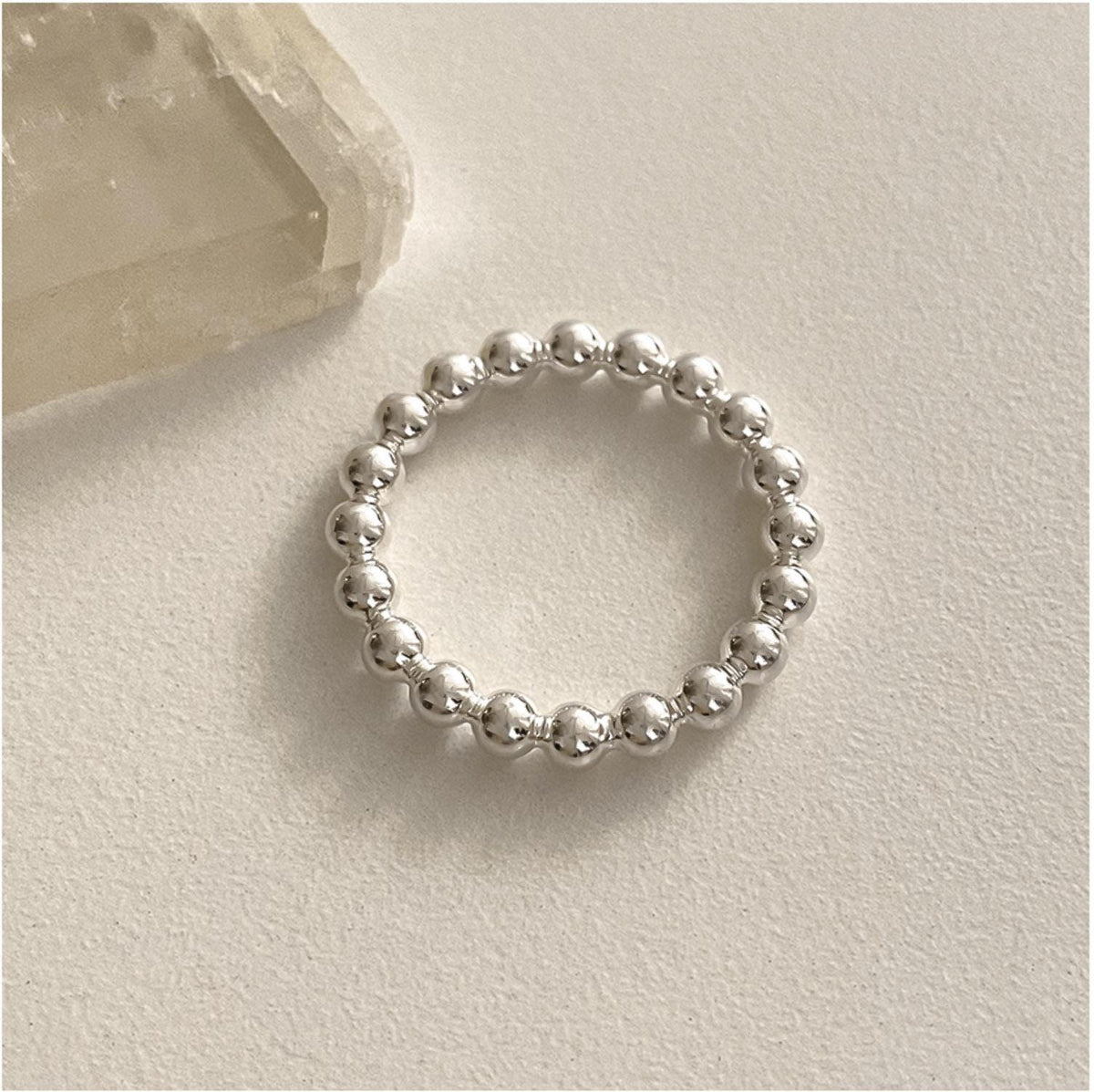 Solid Silver Ball Beaded Ring