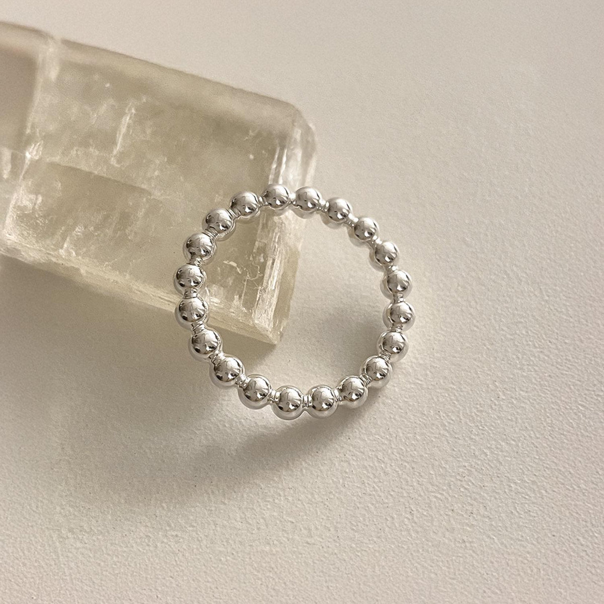 Solid Silver Ball Beaded Ring
