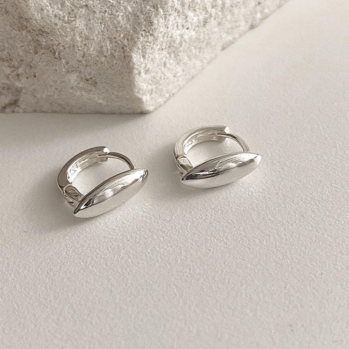 Mini Oval Dome Huggie Earrings