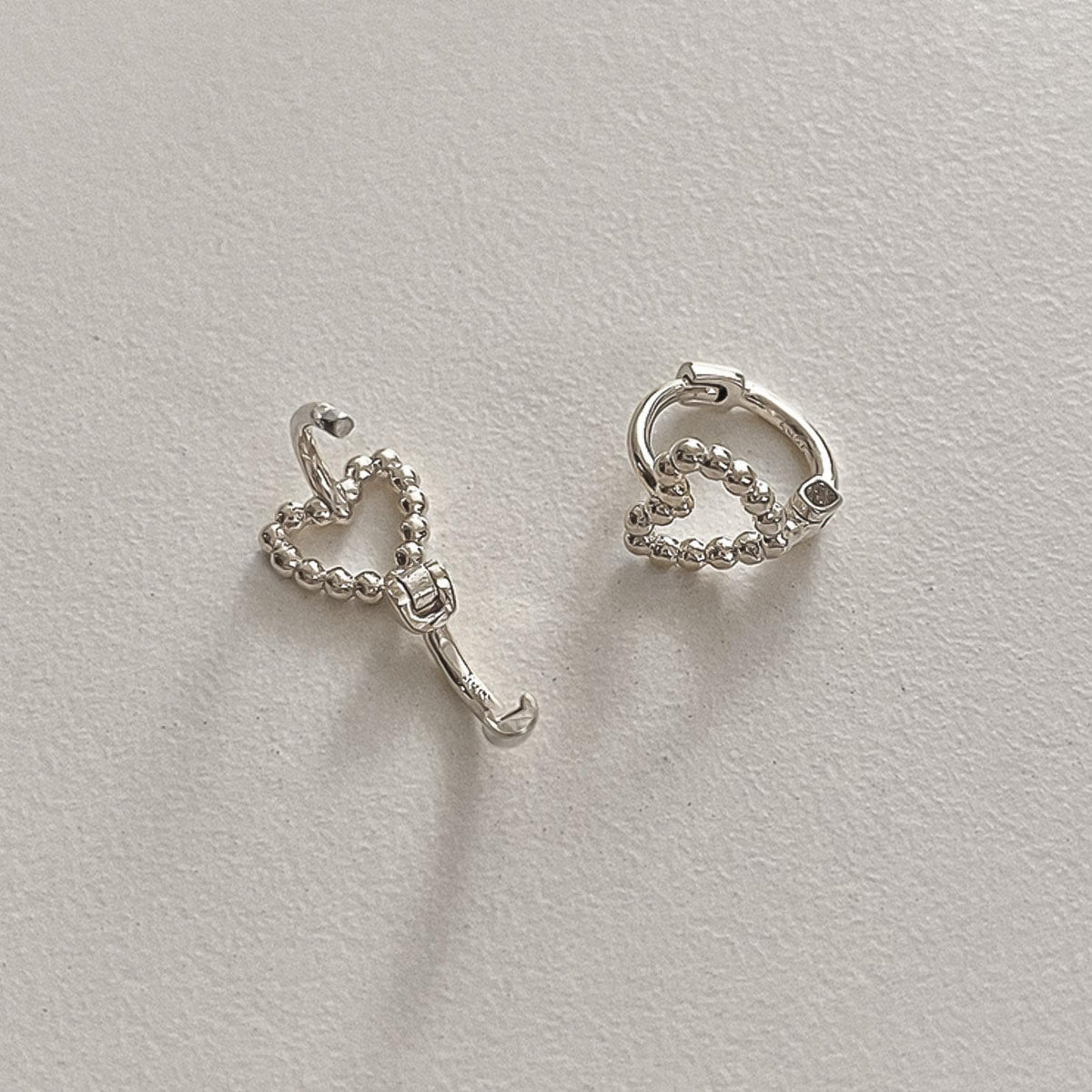 Beaded Heart Huggie Earrings