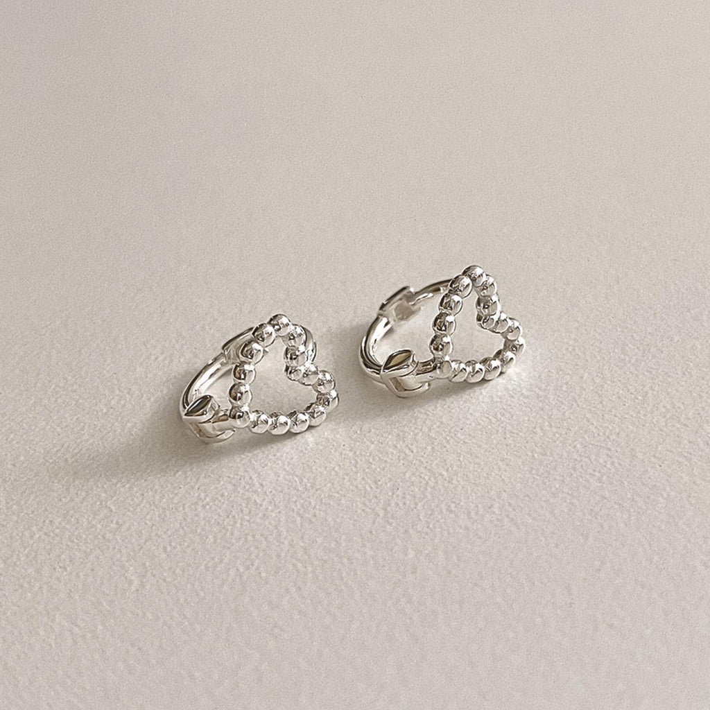 Beaded Heart Huggie Earrings