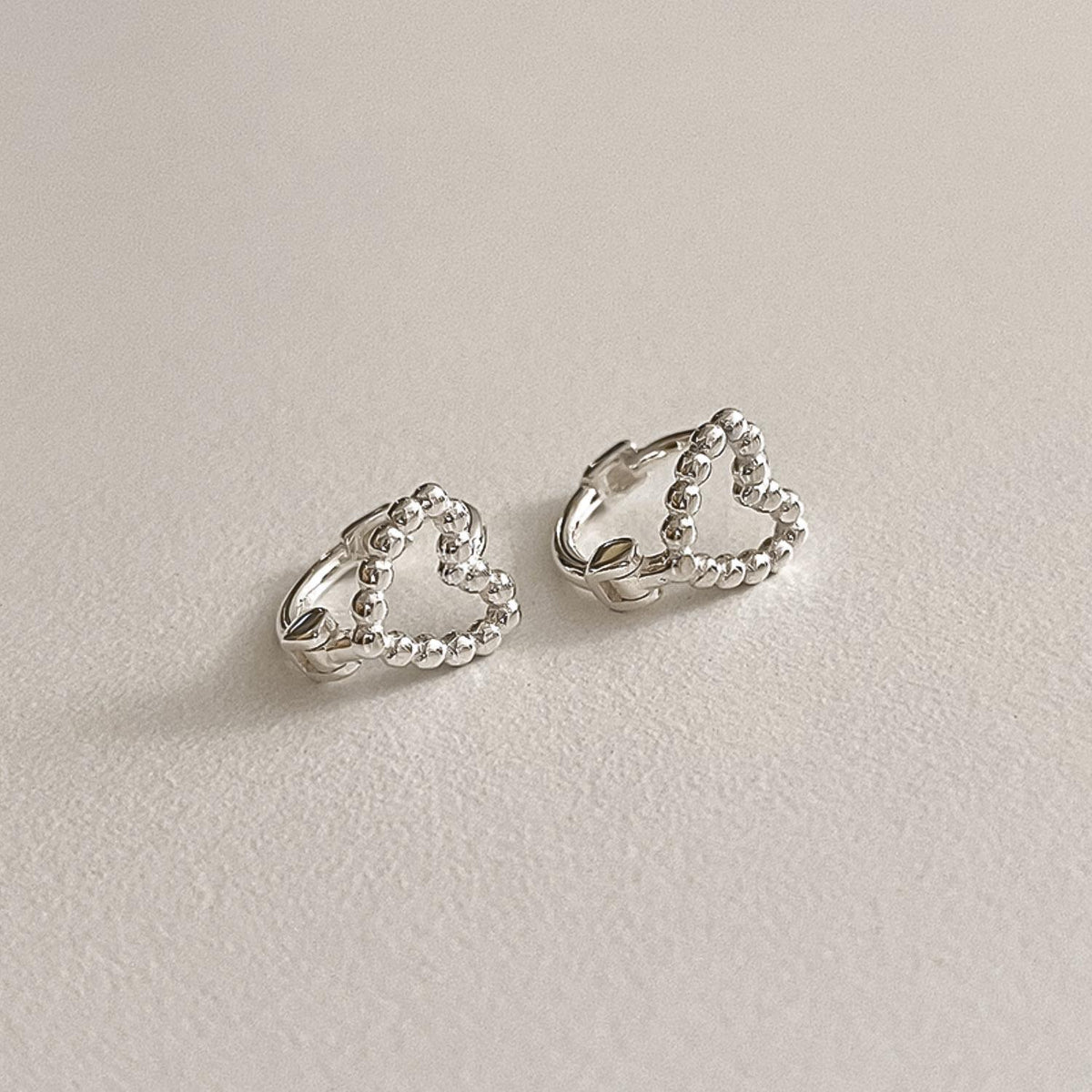 Beaded Heart Huggie Earrings