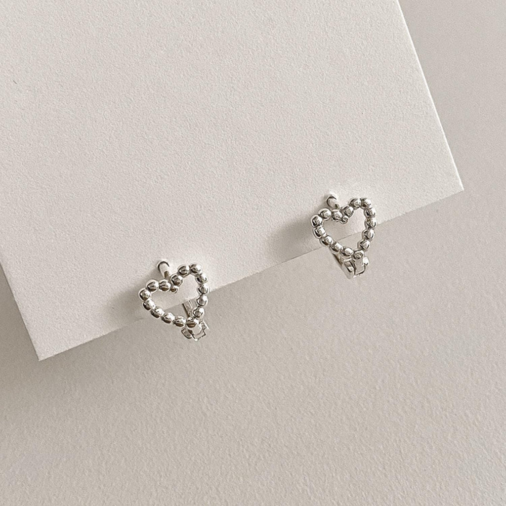 Beaded Heart Huggie Earrings