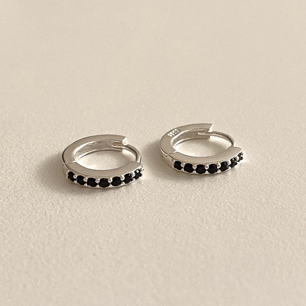 Black CZ Huggie Earrings