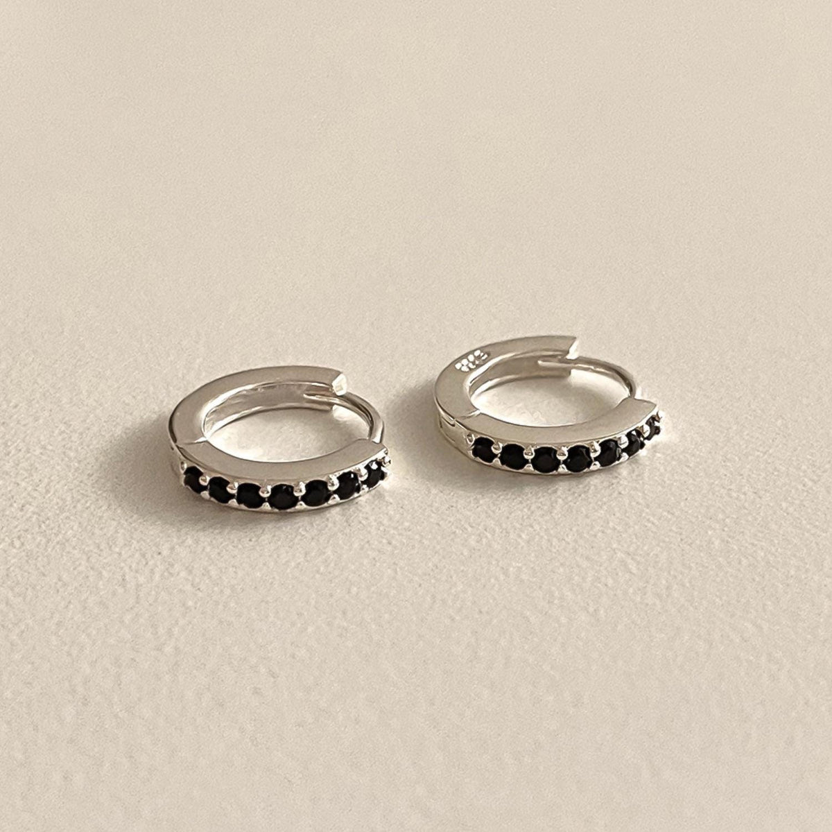 Black CZ Huggie Earrings