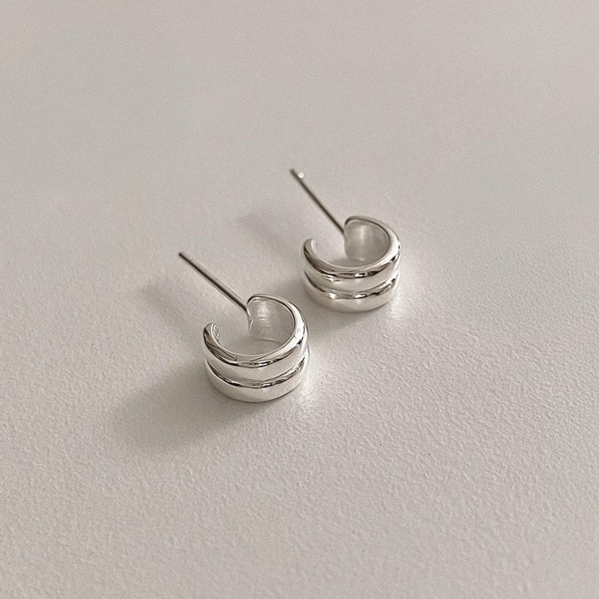 Double Line Hoop Stud Earrings