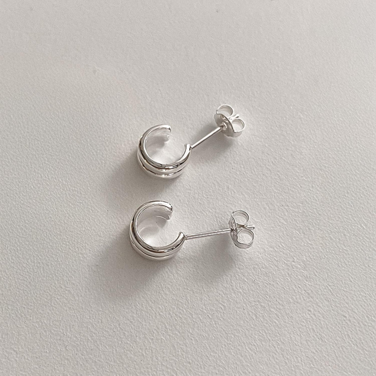 Double Line Hoop Stud Earrings