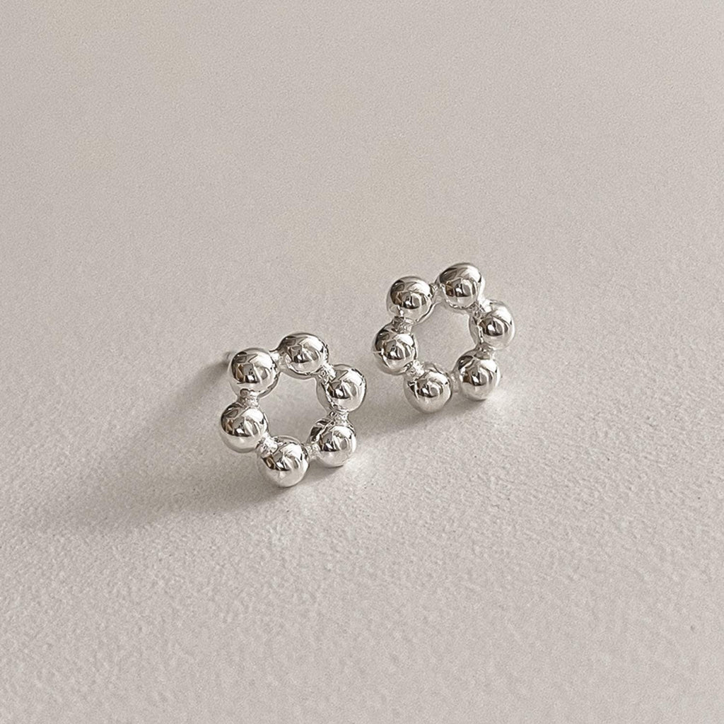 Beaded Circle Stud Earrings