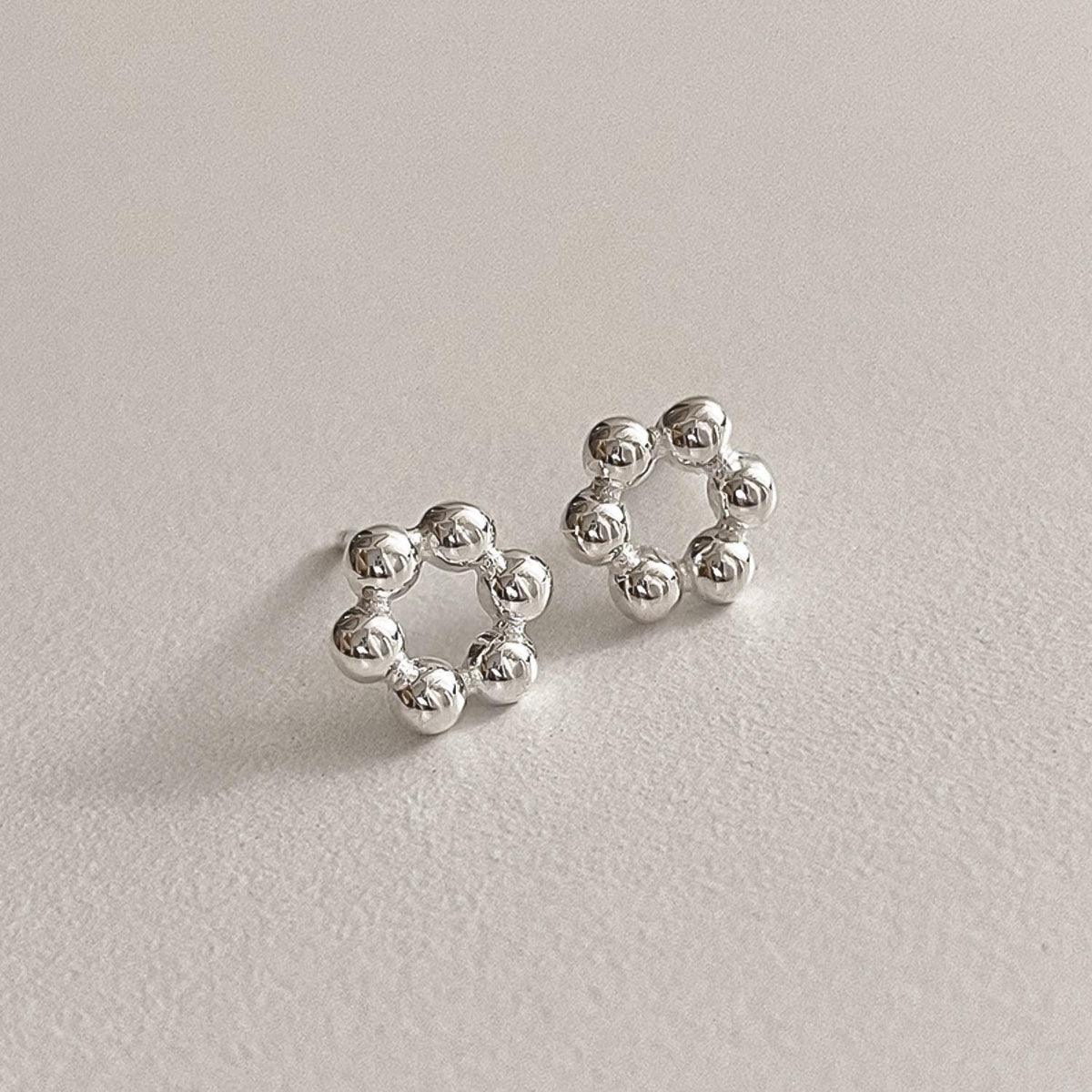 Beaded Circle Stud Earrings