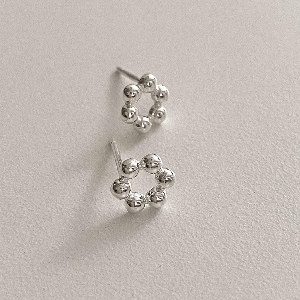 Beaded Circle Stud Earrings