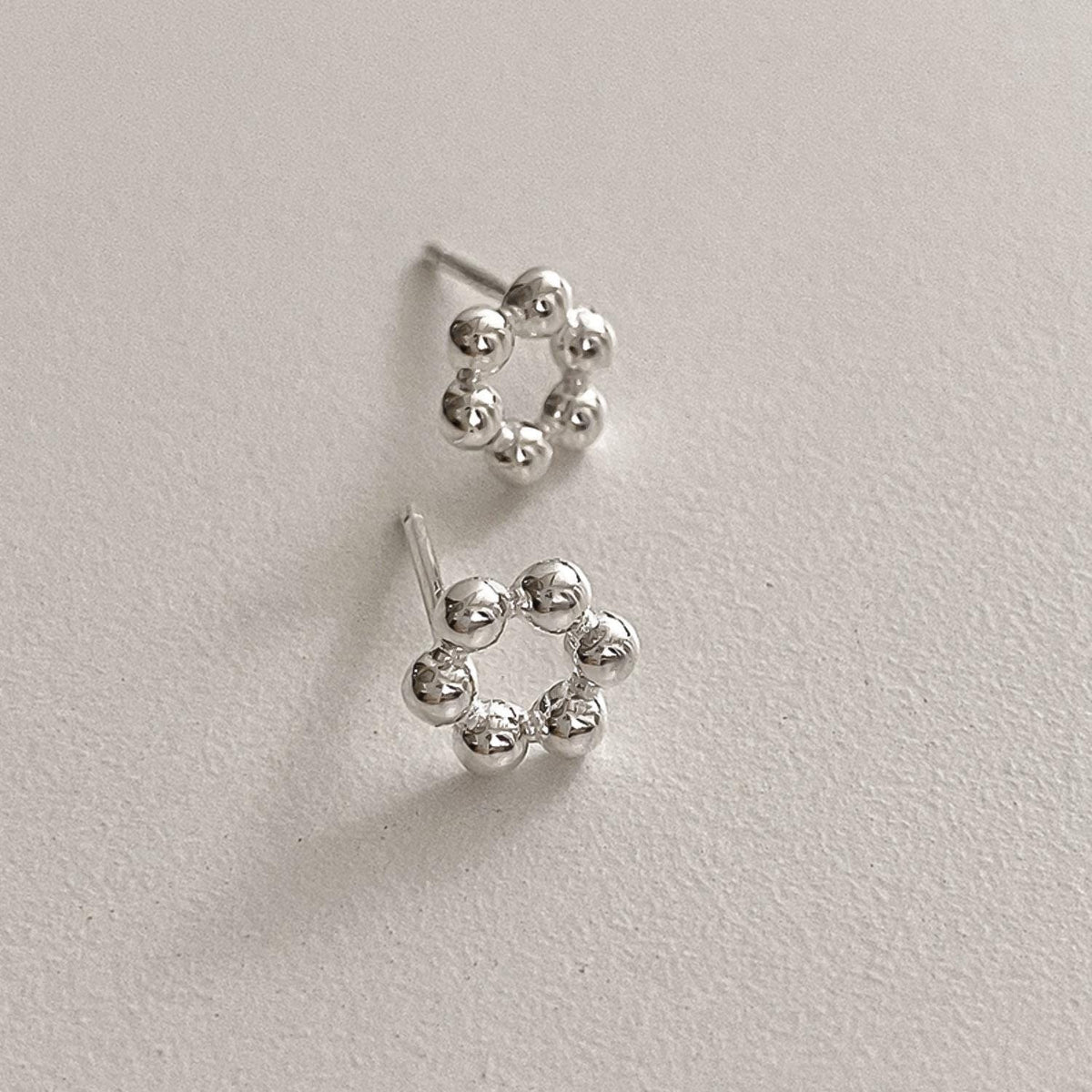 Beaded Circle Stud Earrings