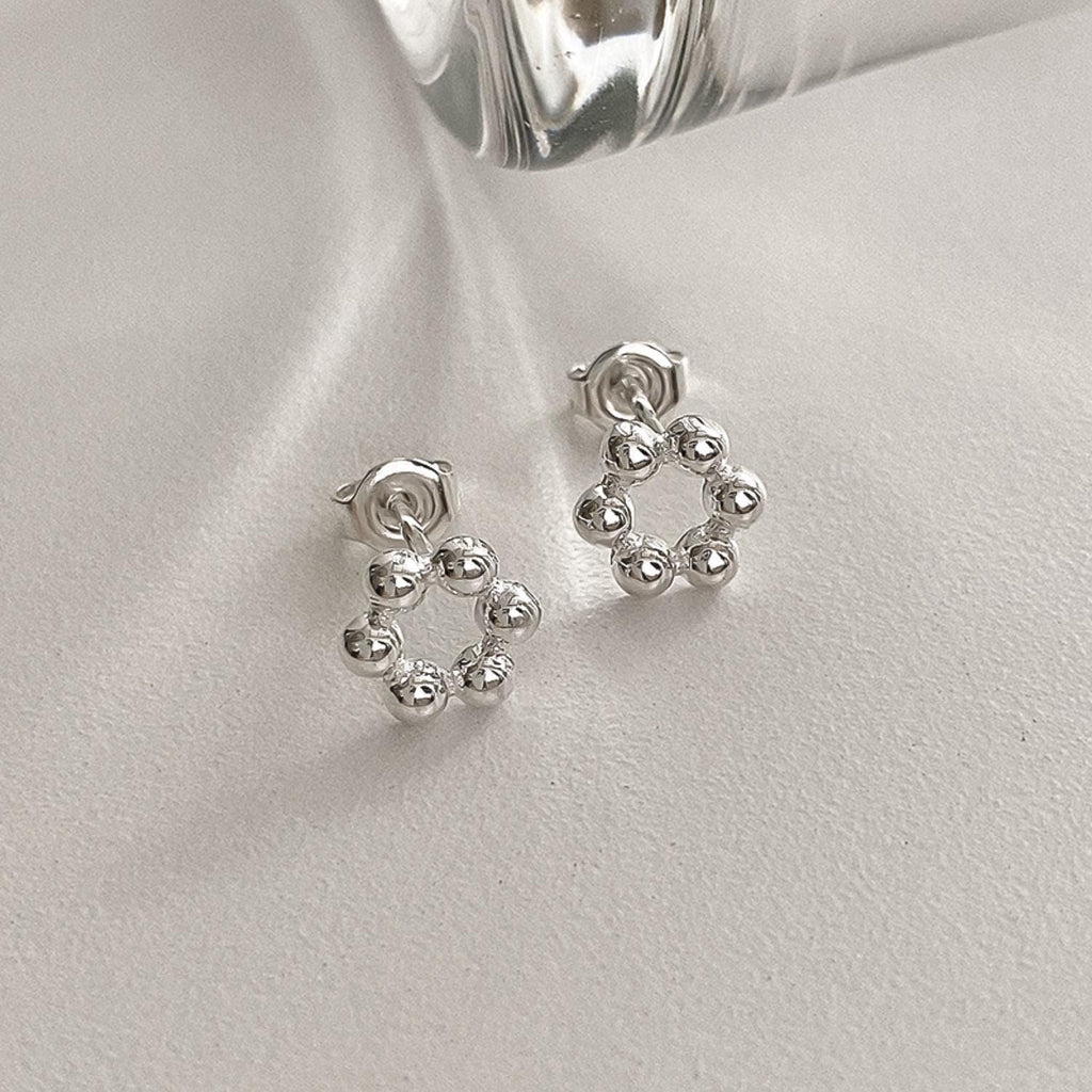 Beaded Circle Stud Earrings