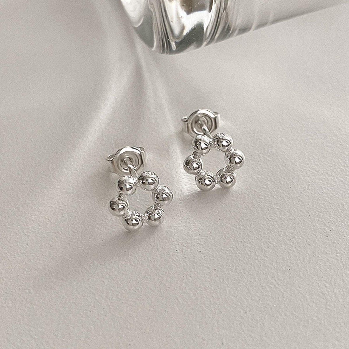 Beaded Circle Stud Earrings