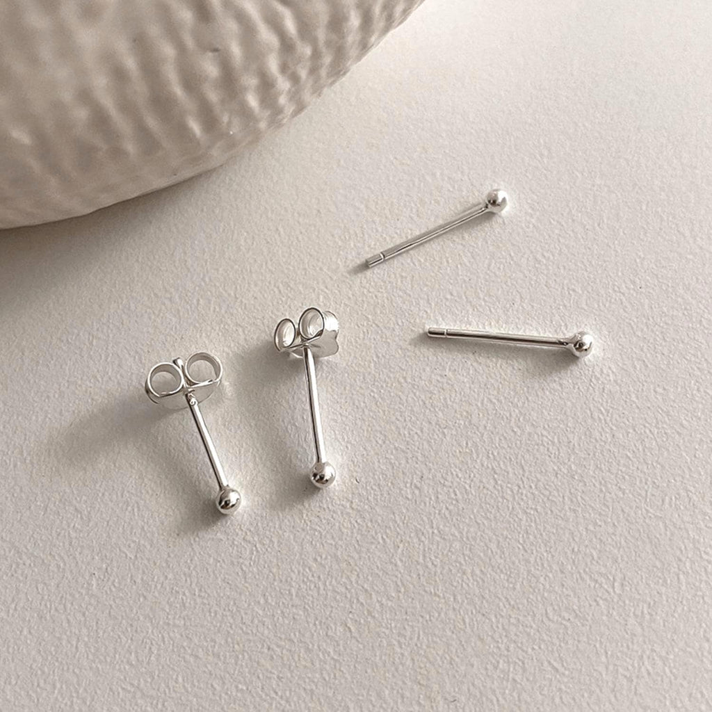 Tiny 2mm Ball Stud Earrings