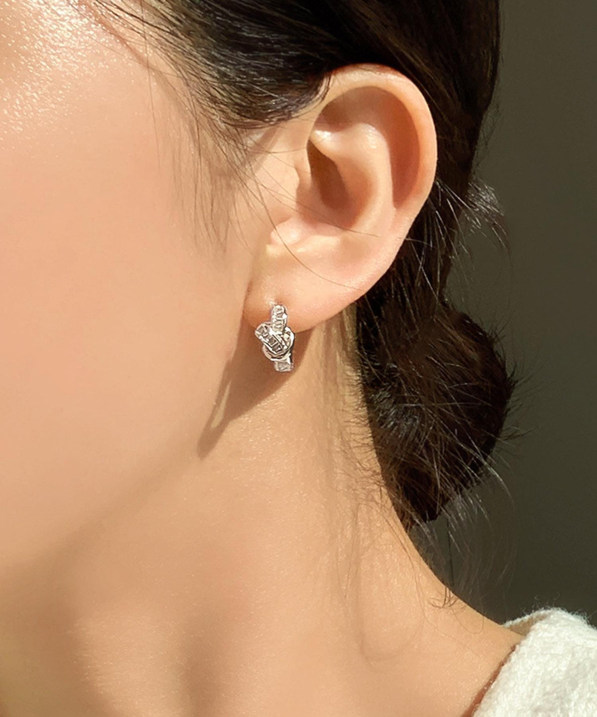 Baguette Knot Huggie Earrings